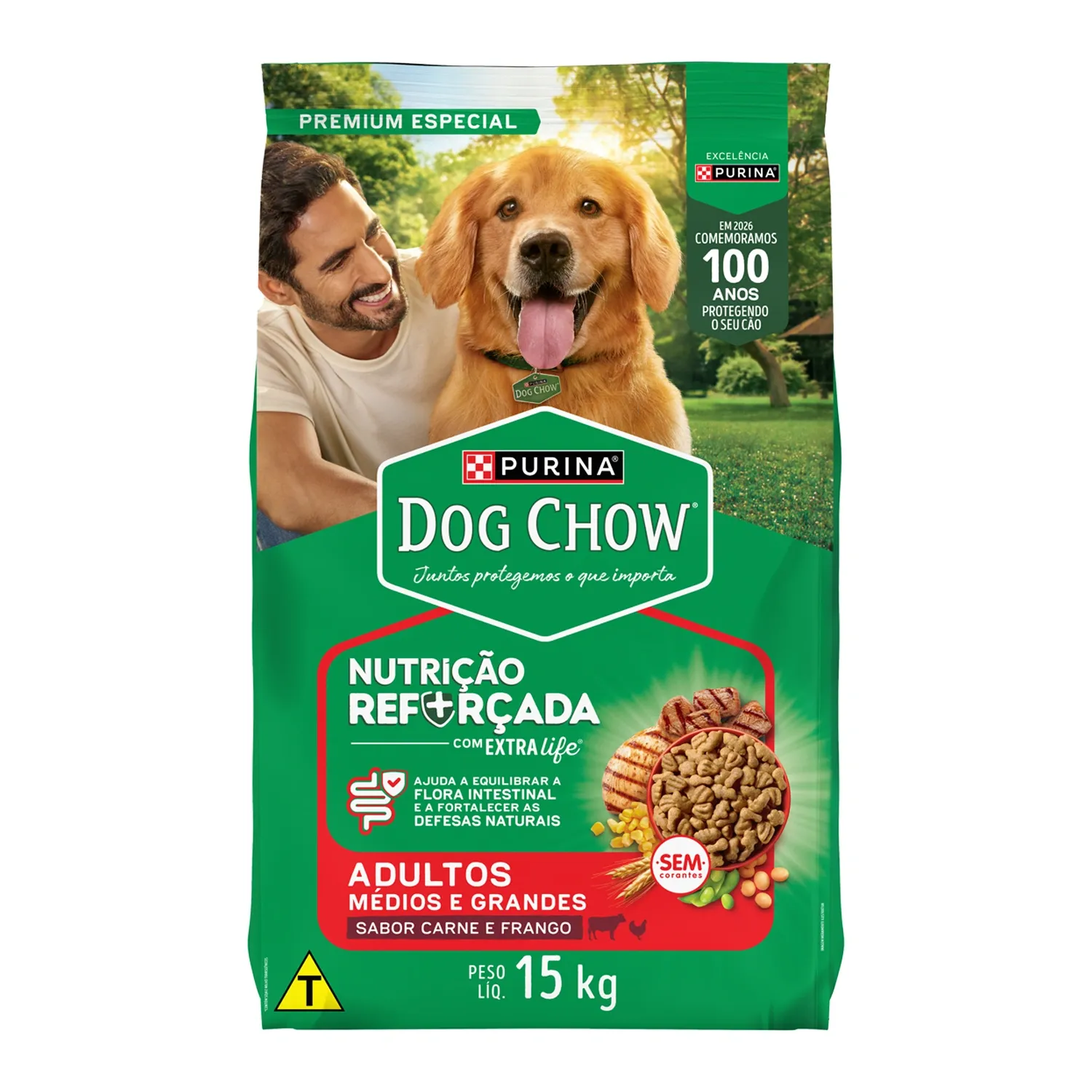 Ração Dog Chow Cães Adultos Médios e Grandes Carne, Frango e Arroz